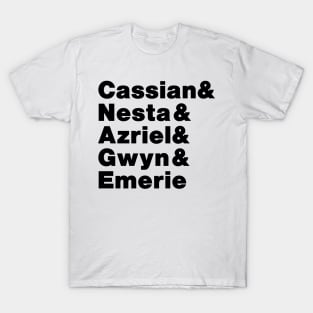 A Court of Silver Flames Warriors Line Up, Cassian, Azriel, Nesta, Emerie and Gwyn T-Shirt